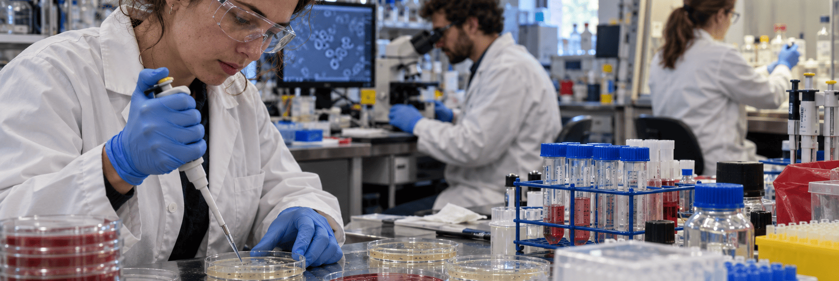 Investigación microbiológica en el laboratorio